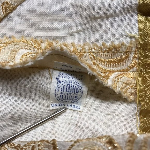 Francis Gale Gold Metallic Brocade Dress Asymmetric Waist Detail Vintage 1960s - Picture 9 of 9